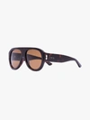 GUCCI BROWN TORTOISESHELL AVIATOR SUNGLASSES,GG0668S14933998