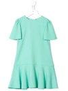 Dolce & Gabbana Ruffled Round Neck Dress In Green