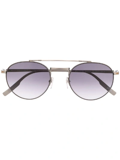 Ermenegildo Zegna Rounded Pilot-frame Sunglasses In Silver