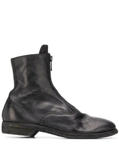Guidi Zipped Ankle Boots In Black