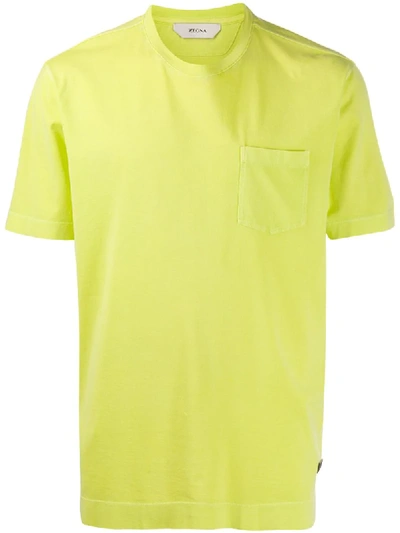 Z Zegna Crew Neck Cotton T-shirt In Yellow