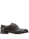 Ermenegildo Zegna Almond Toe Derby Shoes In Brown