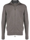 N•peal Long Sleeve Zip Up Sweater In Grey