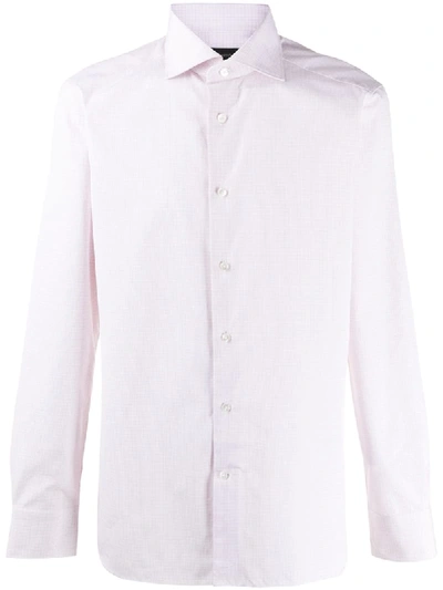 Ermenegildo Zegna Checked Long-sleeved Cotton Shirt In Pink