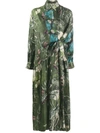 Biyan Silk Floral Long-sleeve Shirt Dress In Green
