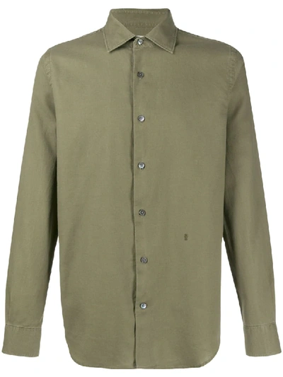 Closed Long-sleeve Fitted Shirt In Green