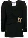 MOSCHINO FRAME-BUCKLE LONG-SLEEVE BLOUSE