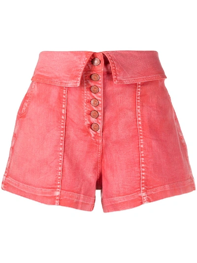 Ulla Johnson Kase Foldover Denim Shorts In Pink