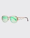 VINTAGE FRAMES COMPANY MEN'S GRADIENT GEOMETRIC METAL SUNGLASSES,PROD153570403