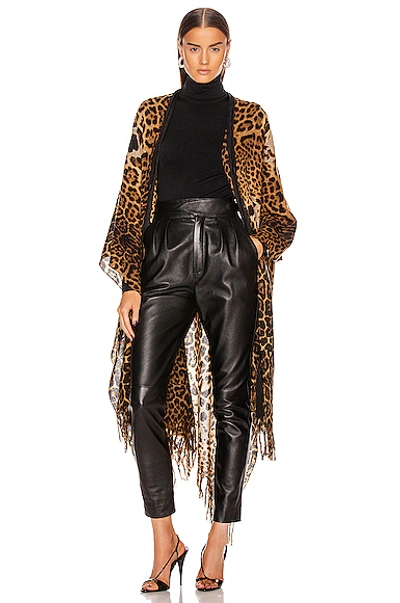 Saint Laurent Fringed Leopard-print Poncho In Animal Print