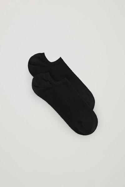 Cos 2-pack Organic-cotton Performance Socks In Black