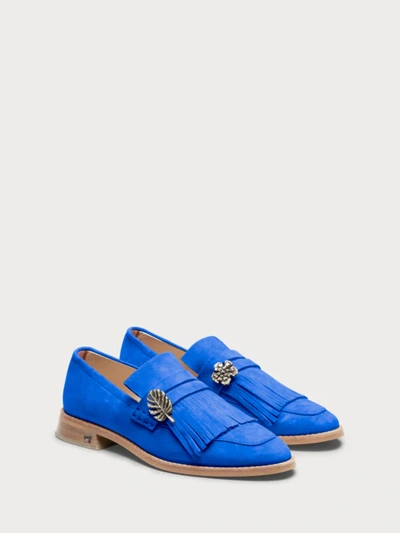Scotch Soda Loel Suede Fringe Loafers In Blue ModeSens