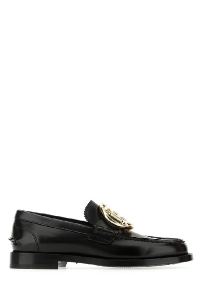 Burberry Emile Tb-plaque Leather Loafers In Black