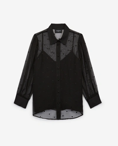 The Kooples Smart Black Shirt W/camisole And Heart Print