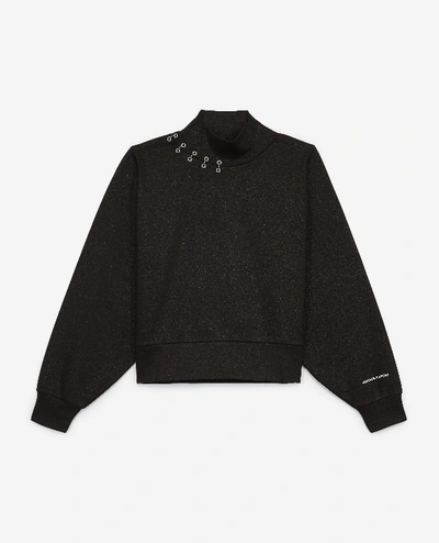 The Kooples Black High-neck Sweatshirt With Piercing