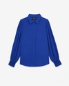 THE KOOPLES LONG BLUE SHIRT WITH LACE DETAILS