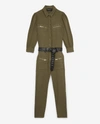 THE KOOPLES FLOWING KHAKI JUMPSUIT WITH ZIPPED POCKETS