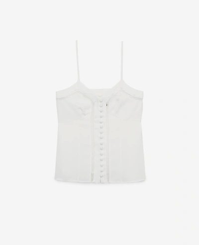 The Kooples Flowing Ecru Camisole With Lace Insert