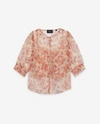 THE KOOPLES FITTED FLORAL PRINTED SEE-THROUGH TOP