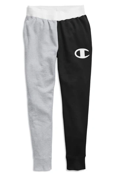 Champion Reverse Weave Colorblock Jogger Pants In Black/ Oxford