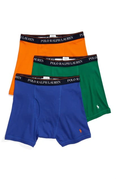 Polo Ralph Lauren 3-pack Cotton Boxer Briefs In Royal/ Orange/ Green