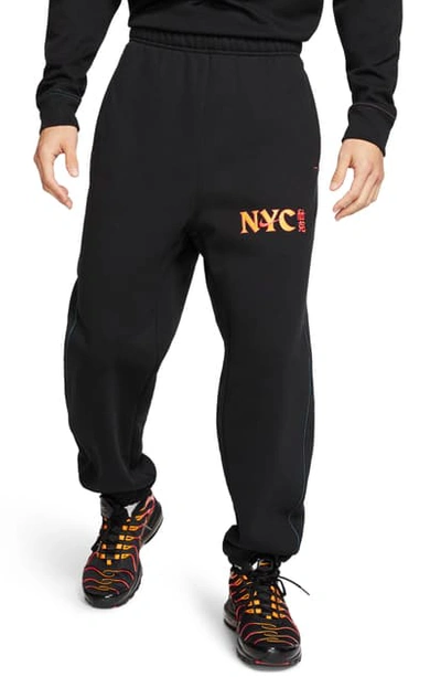 Nike Nyc Chinatown Jogger Pants In Black/ Lotus Pink