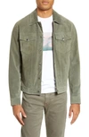 Frame Men's Modern Suede Trucker Jacket In Deep Army