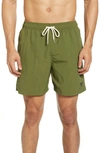 Barbour Essential Solid Nylon Swim Trunks In Olive