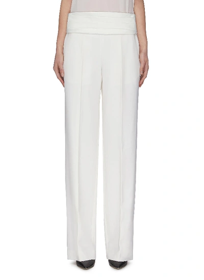 Victoria Beckham High Waist Wool Pants W/ Cummerbund In White