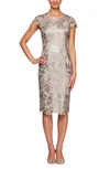 ALEX EVENINGS CAP SLEEVE SEQUIN EMBROIDERED SHEATH COCKTAIL DRESS,8117884