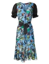 ANDREEVA FLORAL BLUE SUMMER SILK DRESS