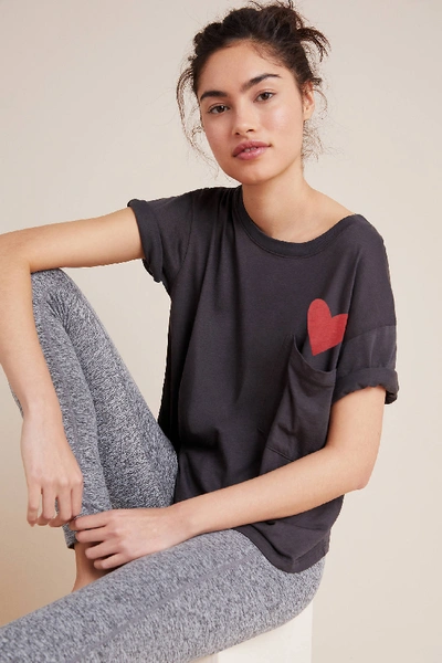 Sundry Heart Pocket Tee In Grey