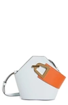 Danse Lente Mini Johnny Leather Bucket Bag In Pale Blue/ Fire