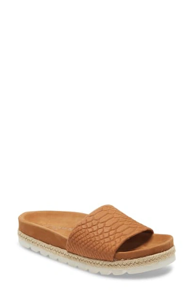 Jslides Espadrille Slide Sandal In Tan Leather