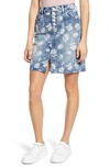 Wash Lab Floral Denim Miniskirt In Blue Botanical Garden