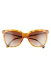 Burberry 56mm Square Sunglasses In Light Havana/ Brown Grad