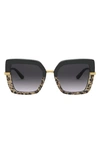 Dolce & Gabbana Half Print Square-frame Sunglasses In Black / Grey