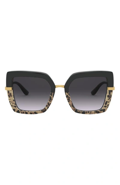 Dolce & Gabbana Half Print Square-frame Sunglasses In Black / Grey