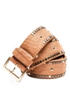 Zadig & Voltaire Womens Camel Starlight Studded Leather Belt S In Camel