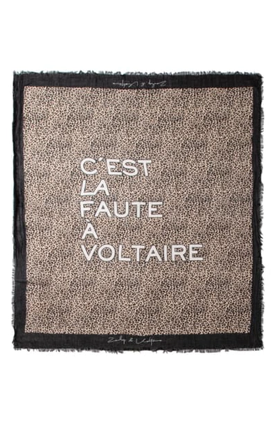 Zadig & Voltaire Delta C'est La Faute A Voltaire Leopard Scarf In Sand