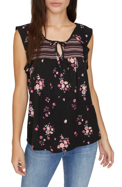 Sanctuary Women's Floral Split Neck Top In Midnight Bouquet