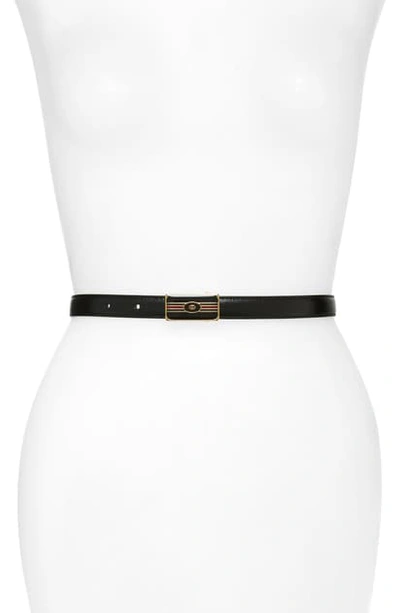 Gucci W.18 Enamel Buckle Belt In Nero/ Nero