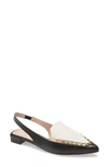 Cecelia New York Cleo Studded Slingback Flat In Black/ White Leather