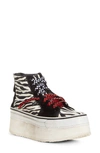 R13 ZEBRA PRINT PLATFORM HIGH TOP SNEAKER,R13S0192-020