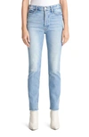 MOTHER THE DAZZLER HEART PATCH ANKLE STRAIGHT LEG JEANS,1636H-259