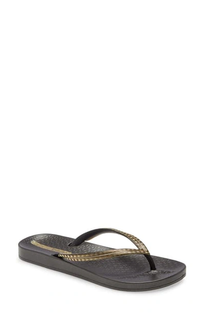 Ipanema Ana Metallic Iv Flip Flop In Black/ Gold