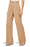 Reformation Mason Darted Wide Leg Trousers In Khaki