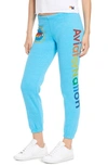 Aviator Nation Rainbow Logo Sweatpants In Neon Blue