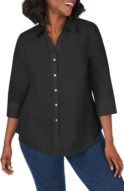 Foxcroft Mary Non-iron Stretch Cotton Button-up Shirt In Black