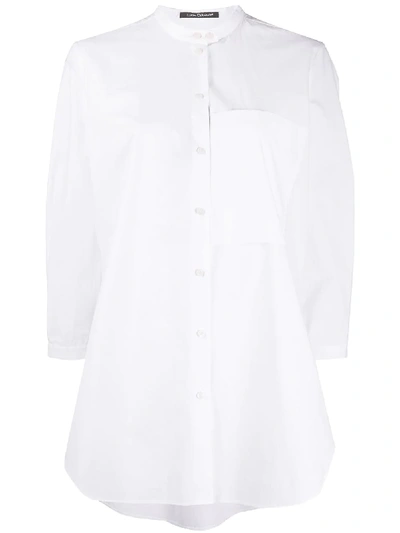Luisa Cerano Cropped Sleeve Patch Pocket Shirt In White